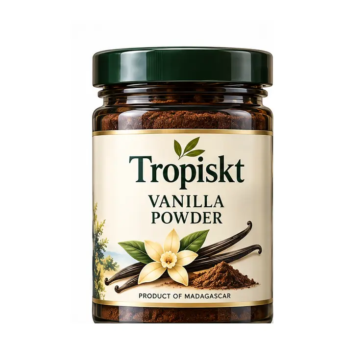 Tropiskt burk med vaniljpulver